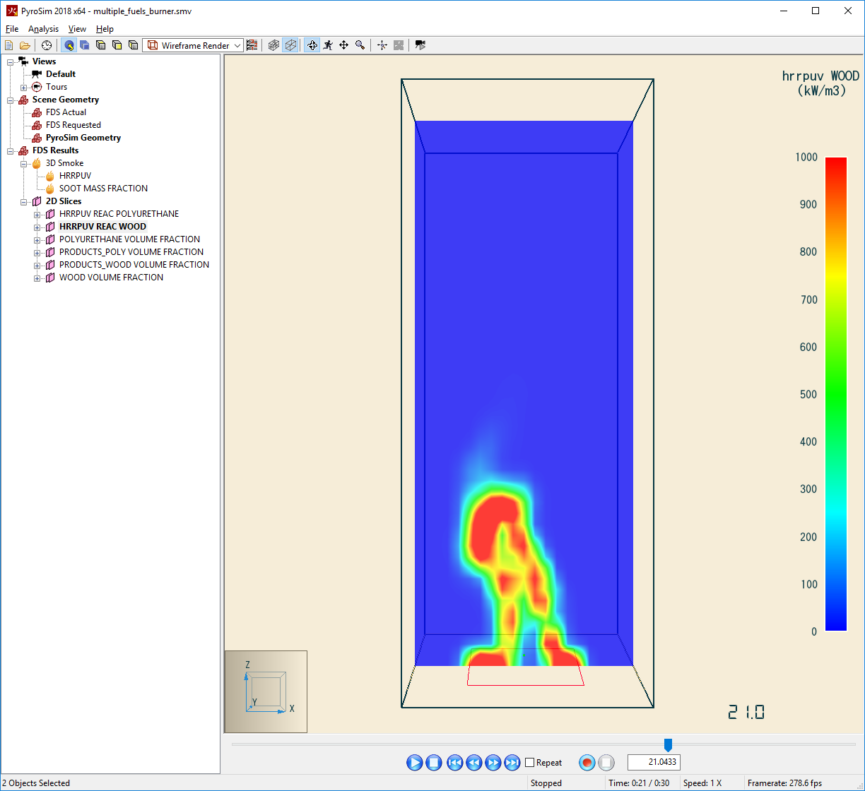 pyrosim heat detector