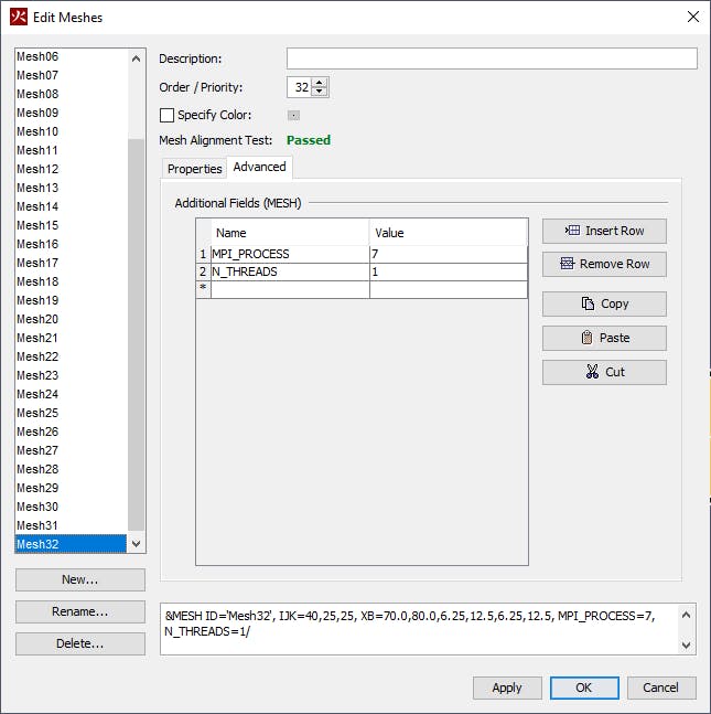 Figure 3: Assign Mesh32 to process 7.